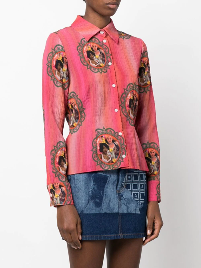 Shop Ahluwalia Lily Graphic-print Shirt In Rosa