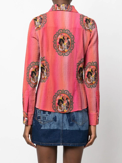 Shop Ahluwalia Lily Graphic-print Shirt In Rosa