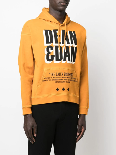 Shop Dsquared2 Graphic-print Hoodie In Yellow