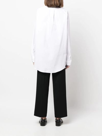 Maison Margiela Oversize Cotton Poplin Long Shirt In Weiss