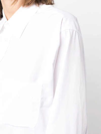 Maison Margiela Oversize Cotton Poplin Long Shirt In Weiss