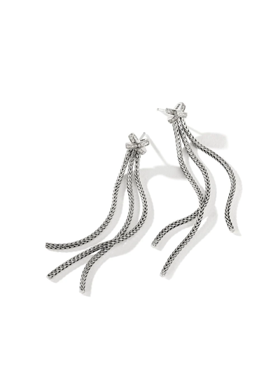 Shop John Hardy Classic Chain Diamond Pavé Tassel Earrings In Silver
