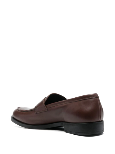 Shop Fratelli Rossetti Leather Penny Loafers In Braun