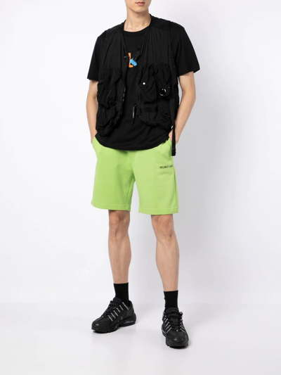 Shop Helmut Lang Logo-print Cotton Track Shorts In Grün