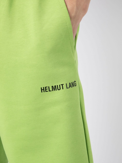 Shop Helmut Lang Logo-print Cotton Track Shorts In Grün