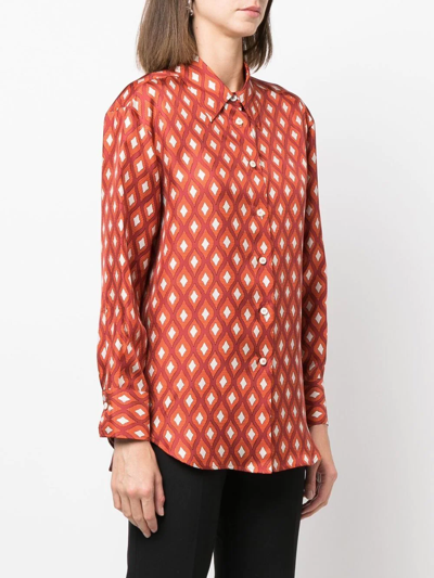 Shop Alberto Biani Geometric-print Silk Shirt In 43