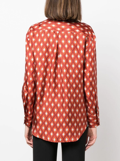 Shop Alberto Biani Geometric-print Silk Shirt In 43