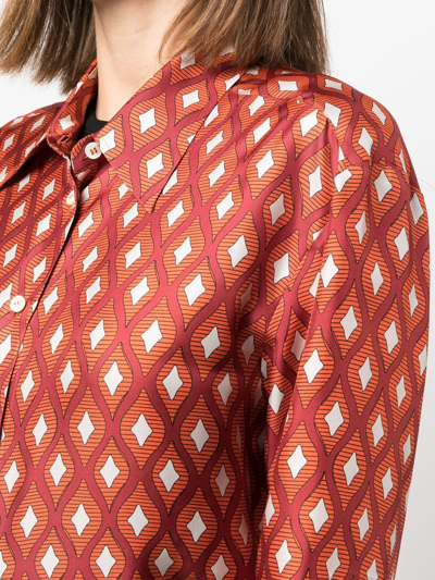 Shop Alberto Biani Geometric-print Silk Shirt In 43