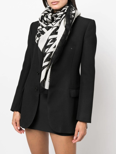 Valentino Monogram-jacquard Cashmere Scarf In Black