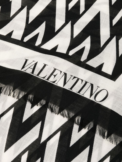 Valentino Monogram-jacquard Cashmere Scarf In Black