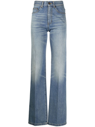 Shop Saint Laurent High-waisted Bootcut Jeans In Blau