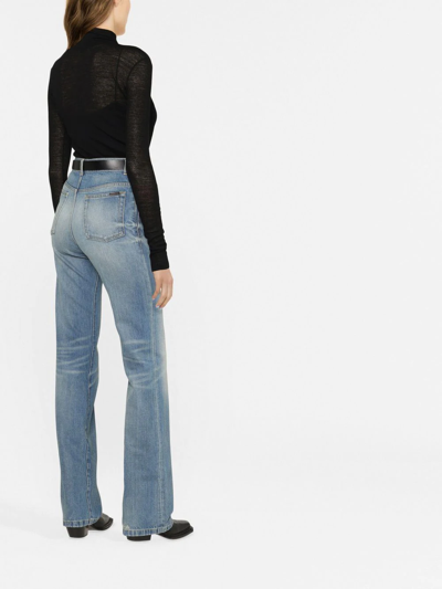 Shop Saint Laurent High-waisted Bootcut Jeans In Blau