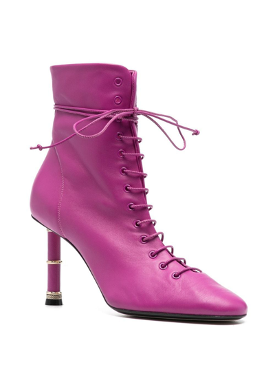 Shop Alevì Love Lace-up Ankle Boot In Rosa