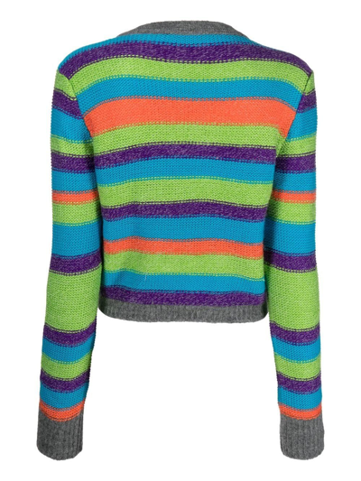 不对称条纹开衫