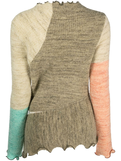 Andersson Bell Melani Colorblock Cut-out Turtleneck Sweater In Nude