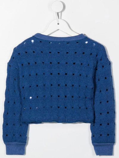 Shop Mi Mi Sol Perforated-knit Wool Jumper In Blau