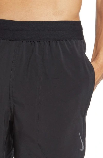 Shop Nike Dri-fit Flex Pocket Yoga Shorts In Off Noir/ Black/ Gray