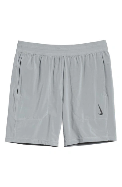 Shop Nike Dri-fit Flex Pocket Yoga Shorts In Iron Grey/ Grey/ Black