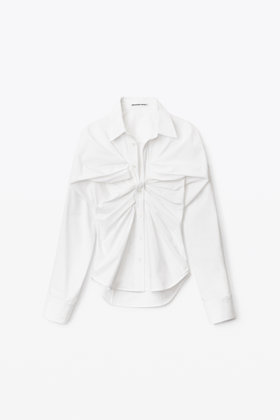 ALEXANDER WANG OPEN TWISTED SHIRT IN COMPACT COTTON 