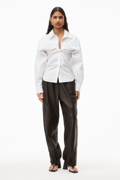 ALEXANDER WANG OPEN TWISTED SHIRT IN COMPACT COTTON 