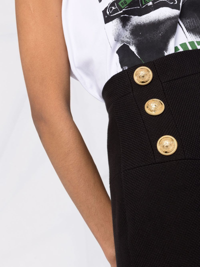 Shop Balmain Cotton Gold Buttons Mini Skirt
