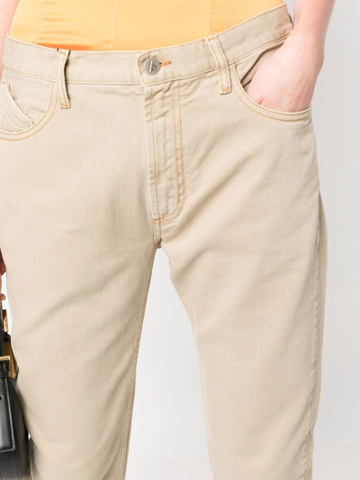 Shop Attico High Waist Denim Trousers In Beige