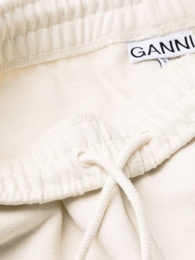 Shop Ganni Logo Organic Cotton Sweatpants In White