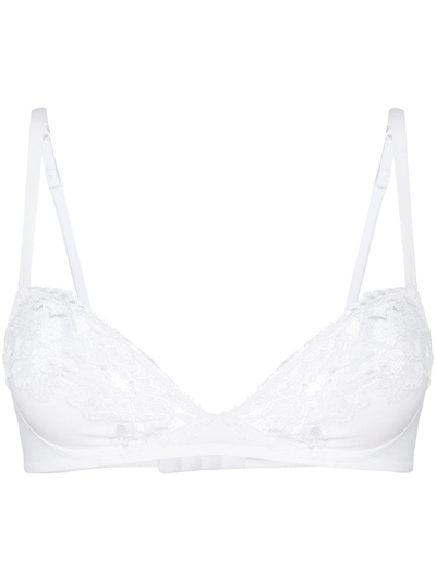 Shop La Perla Souple' Cotton Wireless Bra In White