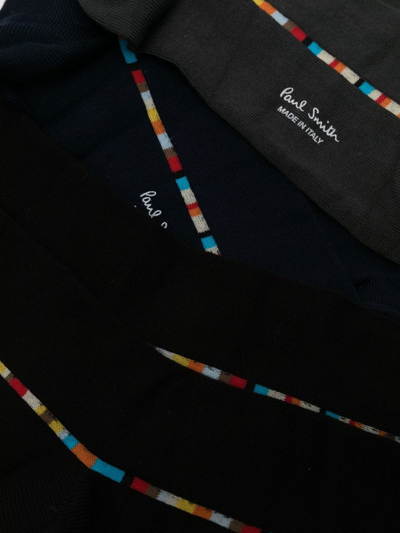Paul Smith Pack Of Three Signature Stripe Cotton-blend Socks In Multicolor