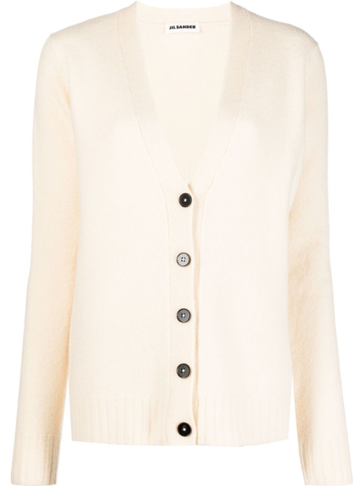 Jil Sander Button-up Knitted Cardigan In Beige