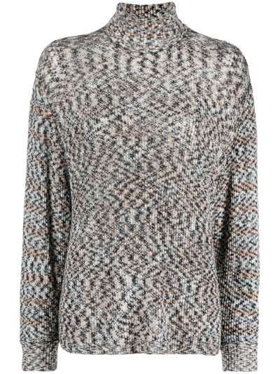 Shop Missoni Wool Blend High Neck Sweater In Multicolor