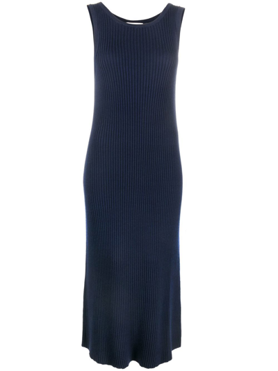 Shop Chloé Long Sleeveless Knit Dress In Blue