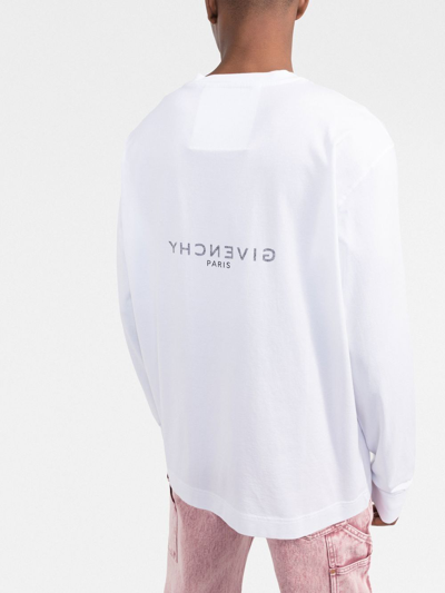 Shop Givenchy Logo Long Sleeve Cotton T-shirt In White