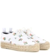 SAINT LAURENT Floral-printed leather espadrille-style sneakers