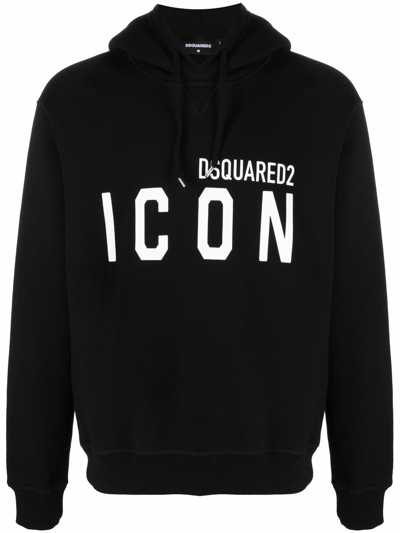Shop Dsquared2 Cotton Icon Logo Hoodie In Black