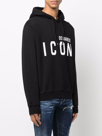 Shop Dsquared2 Cotton Icon Logo Hoodie In Black