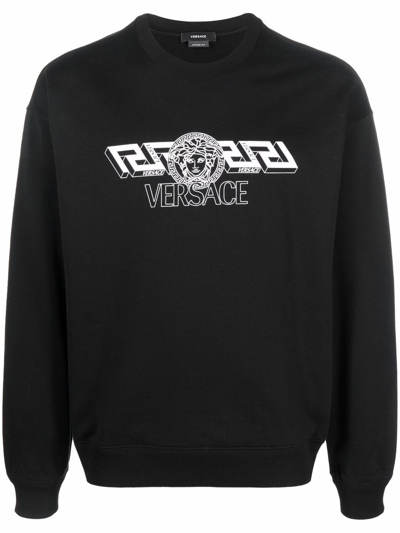 Shop Versace Sweatshirt With Logo In Black