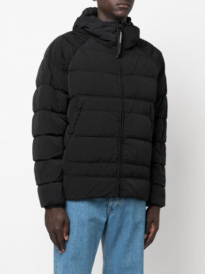 Shop C.p. Company Hooded Down Jacket In Black