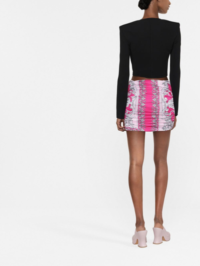Shop Versace Barocco Print Mini Skirt In Violet