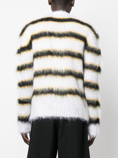 Shop Marni Striped Wool Cardigan In Multicolor