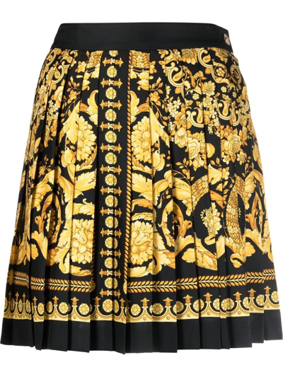 Shop Versace Barocco Print Silk Skirt
