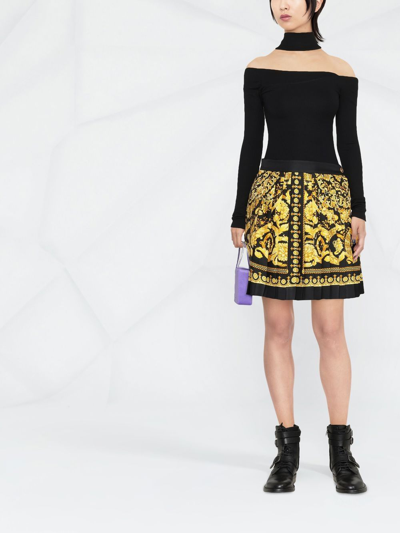 Shop Versace Barocco Print Silk Skirt