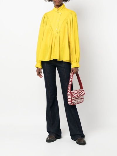 Shop Forte Forte Silk Cotton Voile Bohemian Shirt In Yellow