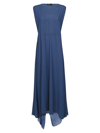 Shop Cortana V-neck Long Silk Dress In Blue