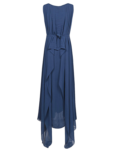 Shop Cortana V-neck Long Silk Dress In Blue