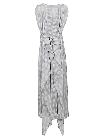 Shop Cortana V-neck Long Silk Dress In Grey