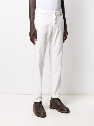 Shop Brunello Cucinelli Cotton Straight-leg Jeans In White