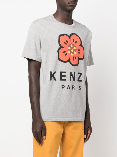 Shop Kenzo Logo Cotton T-shirt In Grey