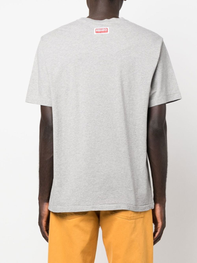 Shop Kenzo Logo Cotton T-shirt In Grey