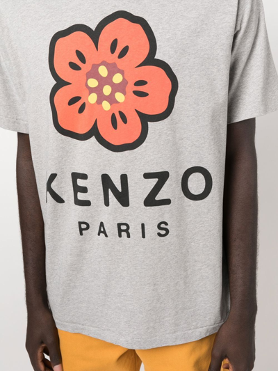 Shop Kenzo Logo Cotton T-shirt In Grey